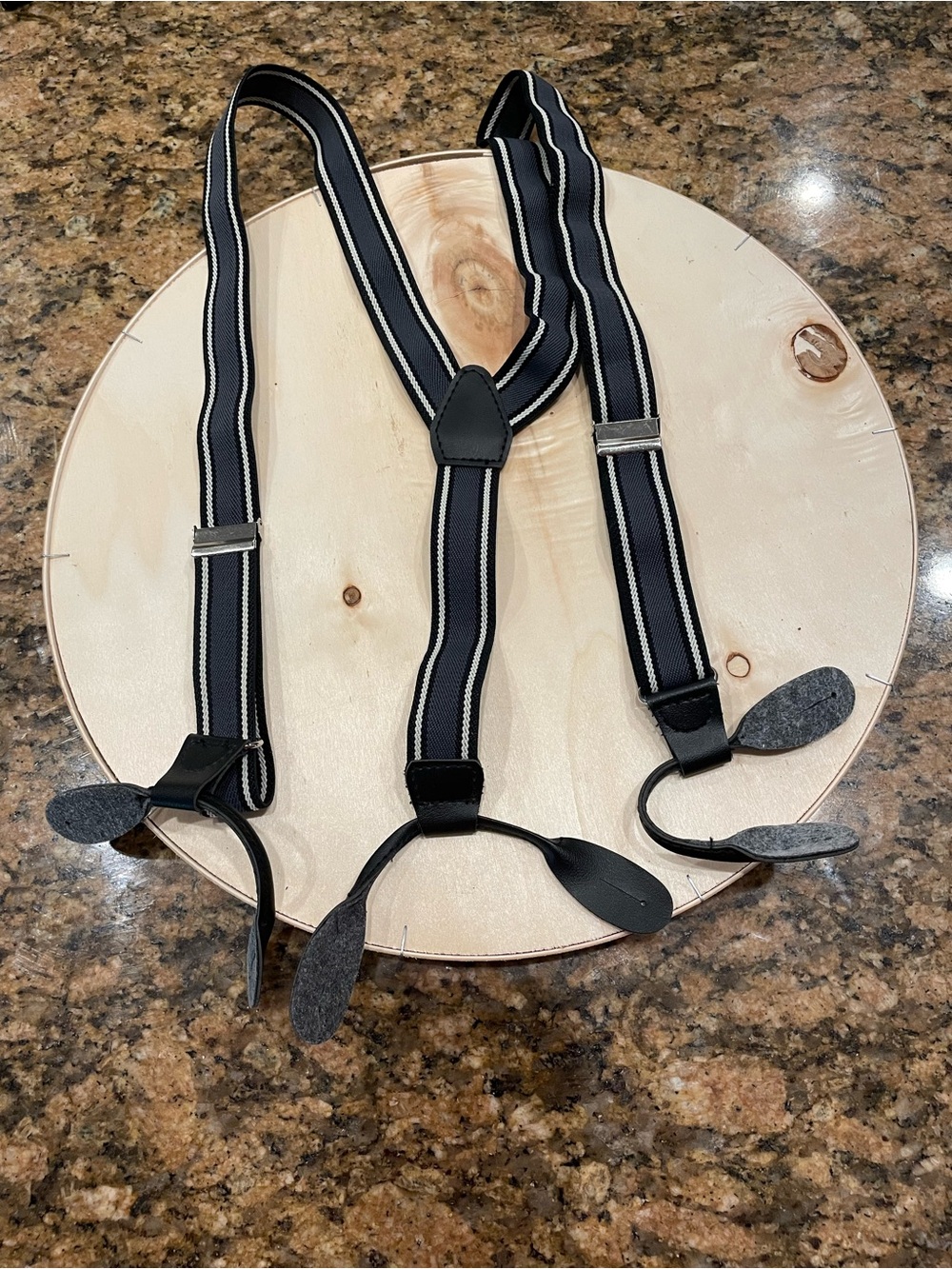 Women’s classic Black Suspenders with White Stripe Accents